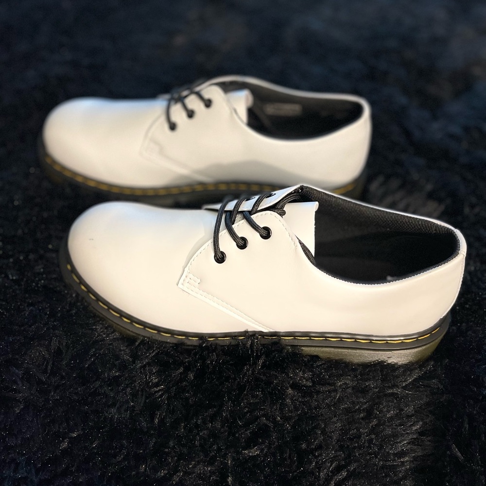 DR MARTENS 1461 quad white leather PLATFORM Oxfords shoes women’s 9 new in box